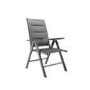6 seater Grey Metal Garden Dining Set with Lazy Susan Parasol & Padded Foldable Chairs - Fortrose