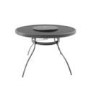 6 seater Grey Metal Garden Dining Set with Lazy Susan Parasol & Padded Foldable Chairs - Fortrose