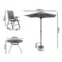 6 seater Grey Metal Garden Dining Set with Lazy Susan Parasol & Padded Foldable Chairs - Fortrose