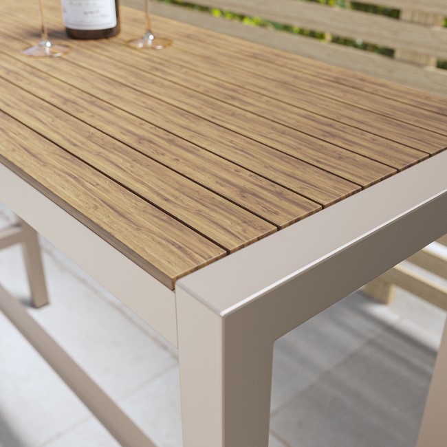 4 Stools Wood Effect & Aluminium Garden Bar Set - Como