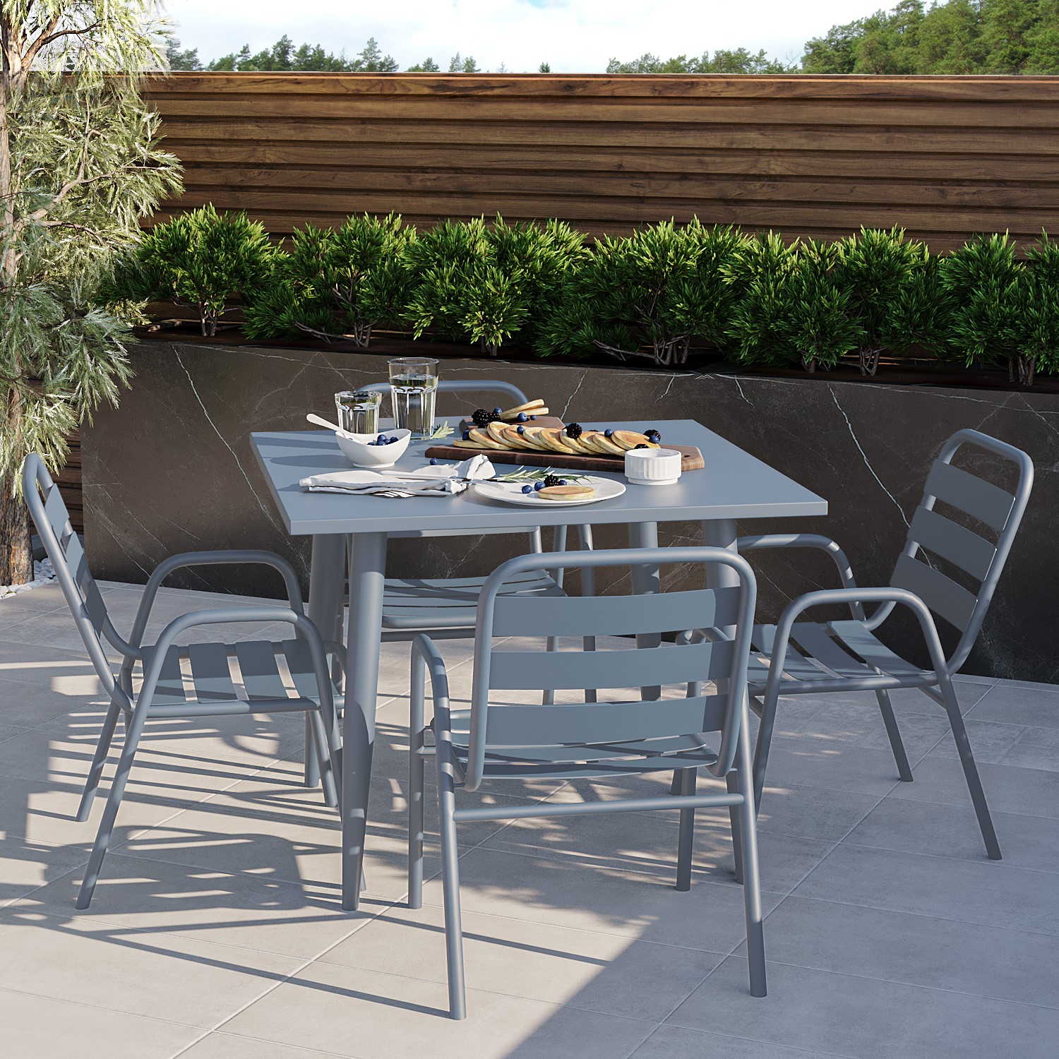 Photo of 4 seater grey aluminium garden dining set - como