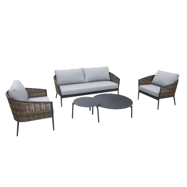 4 Seater Garden Sofa Set with Wicker Woven Chairs & 2 Tables - Como 