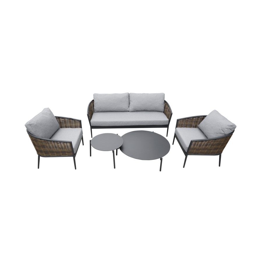 4 Seater Garden Sofa Set with Wicker Woven Chairs & 2 Tables - Como 