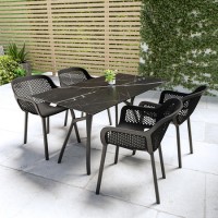 4 Seater Plastic Dining Set with Marble Effect Top - Como