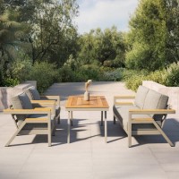 6 Seater Iroko Wood & Aluminium Garden Sofa Set - Como 6 Seater Iroko Wood & Aluminium Garden Sofa Set - Como