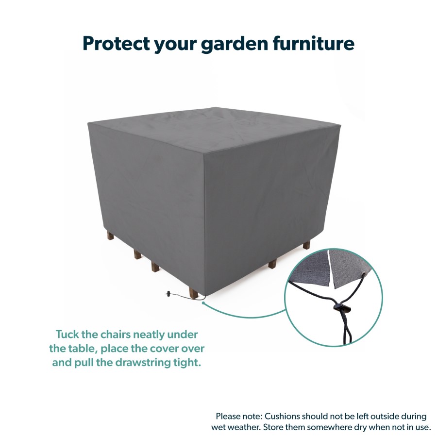 ONLY OPENED - Small Square Water Resistant Garden Furniture Cover with Drawstring -130x130x80cm