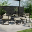 FTR161 8 Seater Grey Metal Cube Set with Beige Cushions
