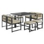 8 Seater Grey Metal Cube Set with Beige Cushions - Como