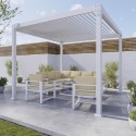 FTR162 Heavy Duty White Aluminium Pergola with Louvered Shutter Roof 3 x 3m - Como