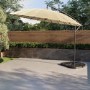 ONLY OPENED - Black Aluminium and Round Beige Parasol with Weighted Base and Cover - Fortrose