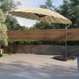 Black Aluminium and Round Beige Parasol with Weighted Base and Cover - Fortrose
