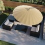 ONLY OPENED - Black Aluminium and Round Beige Parasol with Weighted Base and Cover - Fortrose