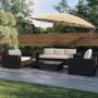 ONLY OPENED - Black Aluminium and Round Beige Parasol with Weighted Base and Cover - Fortrose