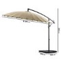 ONLY OPENED - Black Aluminium and Round Beige Parasol with Weighted Base and Cover - Fortrose