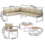 8 Seater White Steel Corner Sofa Set with 2 Single Sofa Chairs and Coffee Tables