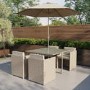4 Seater Natural Rattan Cube Garden Dining Set with Parasol Included - Como