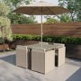4 Seater Natural Rattan Cube Garden Dining Set with Parasol Included - Como