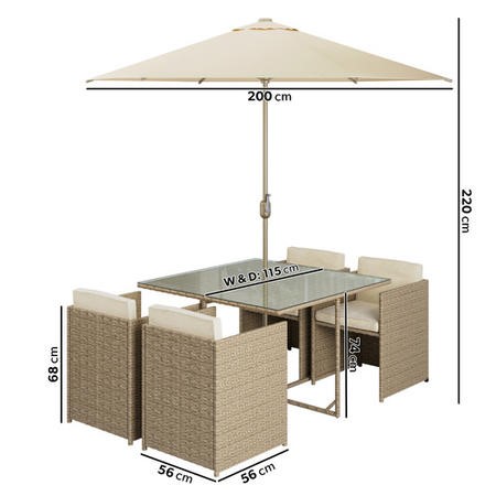 ONLY OPENED Seater Neutral Rattan Cube Garden Dining Set with
