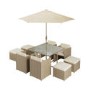 8 Seater Natural Rattan Cube Garden Dining Set with Parasol Included - Como