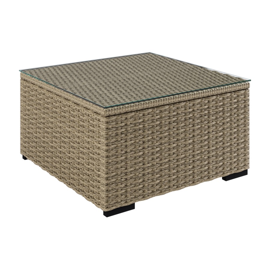 GRADE A1 - 6 Seater Neutral Rattan Garden Set with Beige Cushions and Coffee Table - Como
