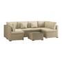 6 Seater Natural Rattan Garden Set with Beige Cushions and Coffee Table - Como