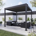 FTR173 Heavy Duty Black Aluminium Pergola with Louvered Shutter Roof 3 x 3m - Como