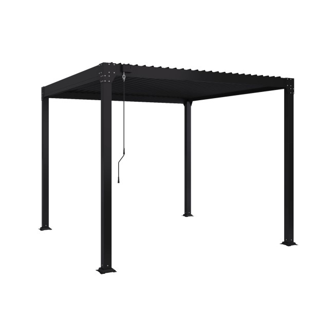 Heavy Duty Black Aluminium Pergola with Louvered Shutter Roof 3 x 3m - Como