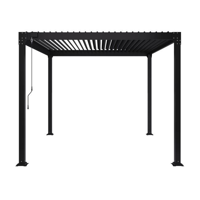 Heavy Duty Black Aluminium Pergola with Louvered Shutter Roof 3 x 3m - Como