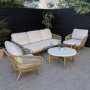 5 Seater Rope and Acacia Garden Sofa Set with Terrazzo Coffee Tables - Aspen