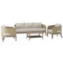 5 Seater Rattan and Wicker Garden Sofa Set with Wooden Coffee Table - Aspen