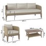 5 Seater Rattan and Wicker Garden Sofa Set with Wooden Coffee Table - Aspen