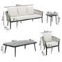 5 Seater Cream Rope and Black Metal Garden Sofa Set with Coffee Tables - Aspen