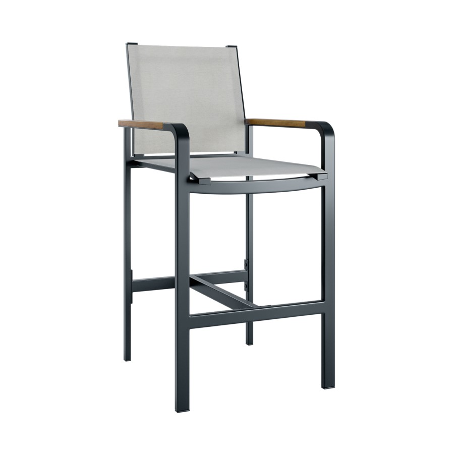 4 Seater Black Metal Garden Bar Table Set with Fire Pit