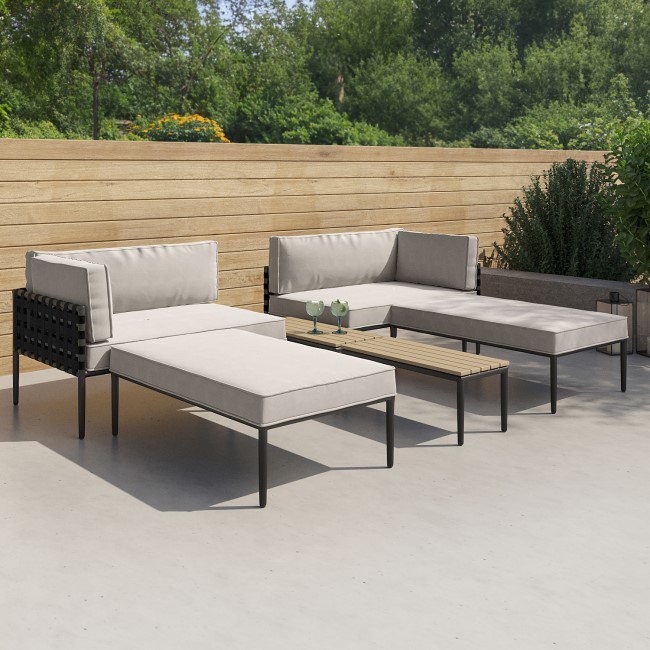 4 Seater Modular Sun Lounger Set with Dual Coffee Tables