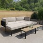 4 Seater Modular Set of Woven Sun Loungers with Rope Effect Sides and Interchangeable Coffee Table