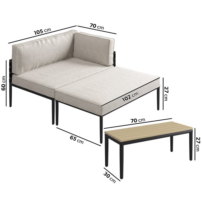 GRADE A1 - 4 Seater Modular Sun Lounger Set with Heavy Weave Detail and Dual Coffee Tables