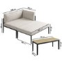 4 Seater Modular Set of Woven Sun Loungers with Rope Effect Sides and Interchangeable Coffee Table