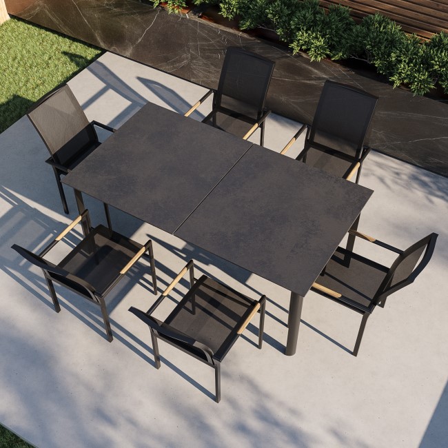 ONLY OPENED - 8 Seater Aluminium Extendable Dining Table with Matching Chairs - Aspen