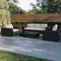 5 Seater Wide Black Rattan Garden Sofa Set with Coffee Table - Aspen