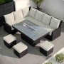 ONLY OPENED - 8 Seater Black Rattan Corner Garden Dining Set with Firepit Table