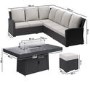 ONLY OPENED - 8 Seater Black Rattan Corner Garden Dining Set with Firepit Table