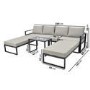 4 Seater Grey Modular Stackable Garden Sofa with Waterproof Cover