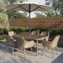 Light Rattan 6 Seater Dining Set with Parasol - Fortrose