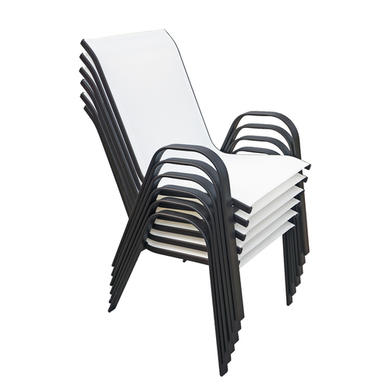6 Cream Metal Outdoor Dining Chairs