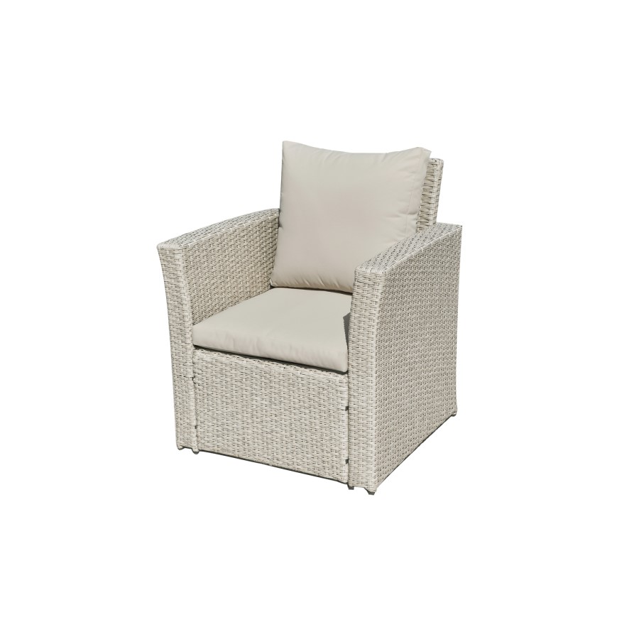 4 Seater Light Rattan Sofa Set with Glass Coffee Table - Fortrose