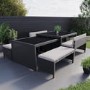 Black Rattan Extendable Table and Bench Dining Set - Fortrose