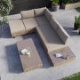 5 Seater Natural Rattan Corner Sofa Set with Reclining Sun Lounger and Glass Top Coffee Table - Fortrose
