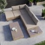 GRADE A1 - Natural Rattan Corner Sofa Set with Reclining Sun Lounger and Glass Top Coffee Table - Fortrose