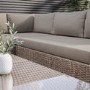 GRADE A1 - Natural Rattan Corner Sofa Set with Reclining Sun Lounger and Glass Top Coffee Table - Fortrose