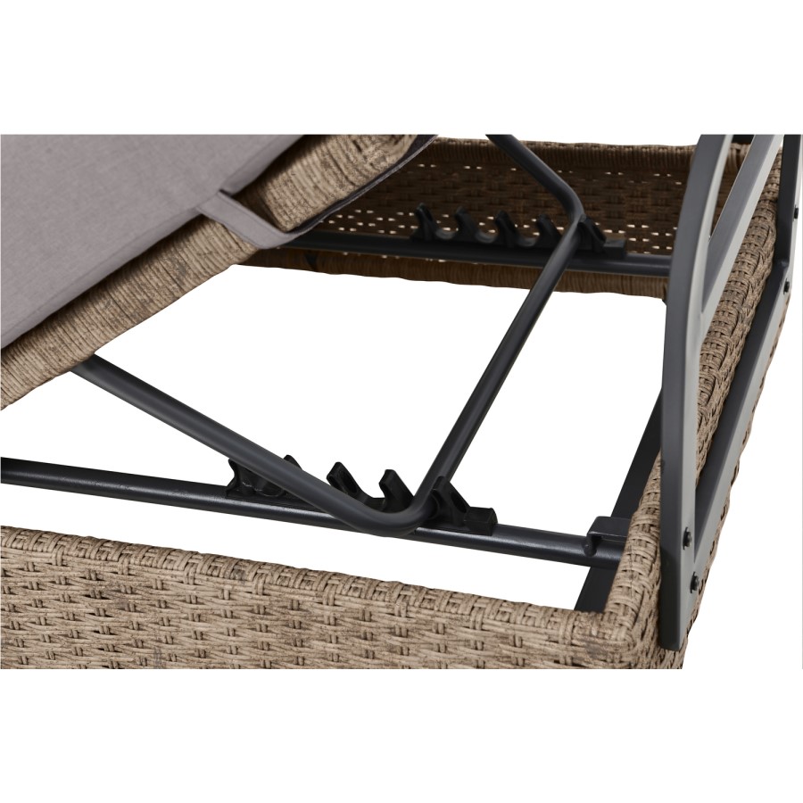 GRADE A1 - Natural Rattan Corner Sofa Set with Reclining Sun Lounger and Glass Top Coffee Table - Fortrose